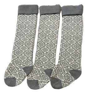 X-long Knit Sweater Christmas Stockings Gray and White Set of 3